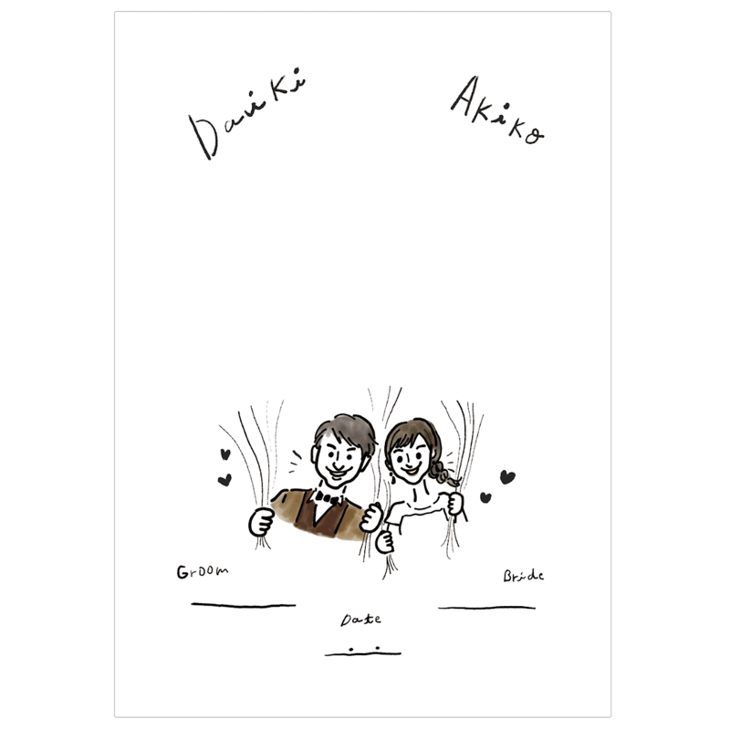 似顔絵結婚証明書 （押し花）（指スタンプ風船） | Ricco.Shop