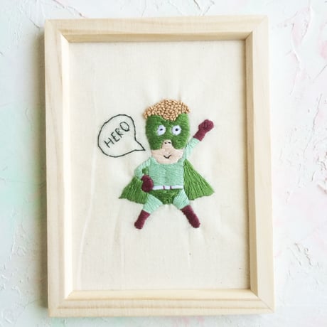 わたしのヒーローB （刺繍絵）