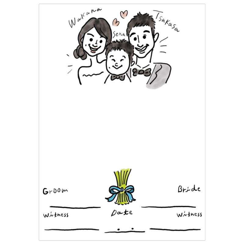 似顔絵結婚証明書 似顔絵結婚証明書 （押し花）（指スタンプ風船） | Ricco.Shop
