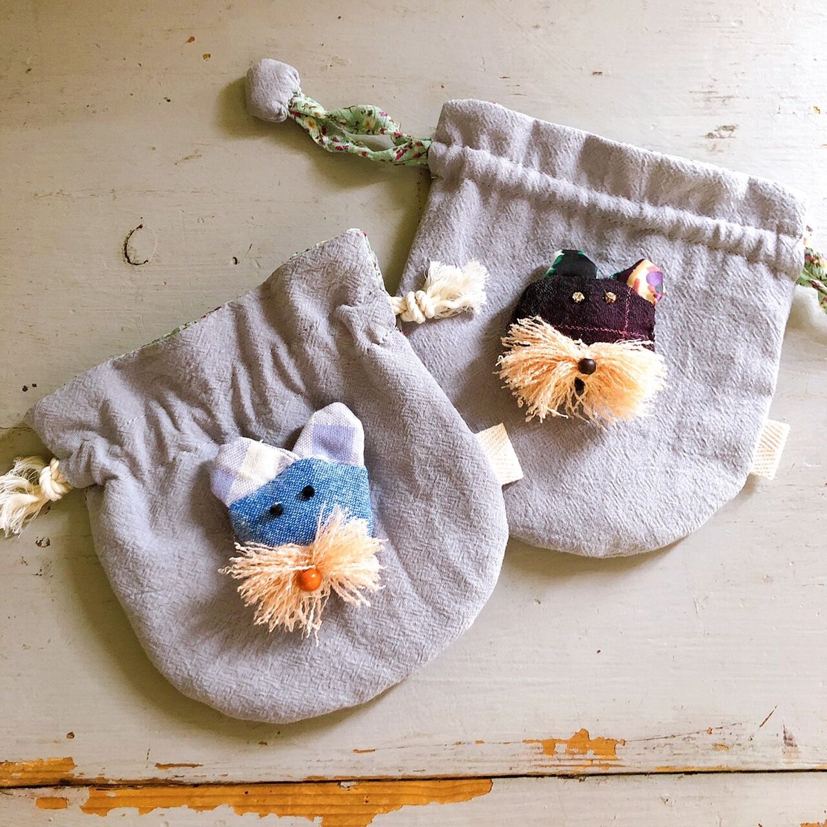 ブローチ付き リネンまんまる巾着♡ | Ricco.Shop