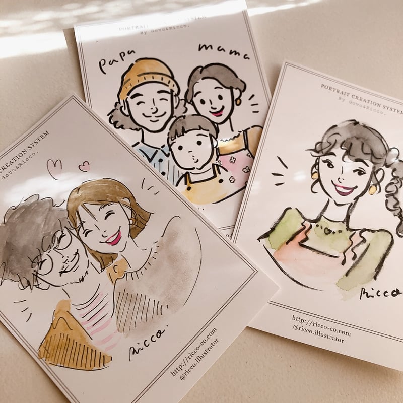3種タッチの似顔絵オーダー | Ricco.Shop