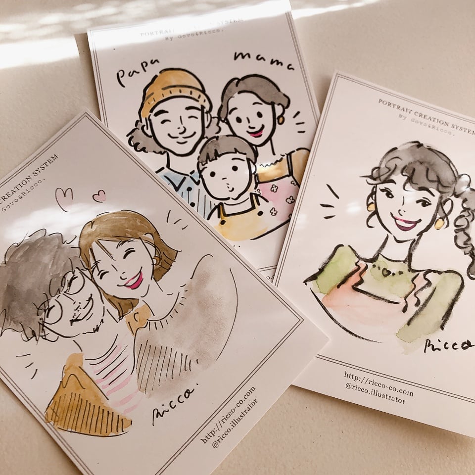 3種タッチの似顔絵オーダー | Ricco.Shop
