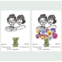 似顔絵結婚証明書　（押し花）（指スタンプ風船）