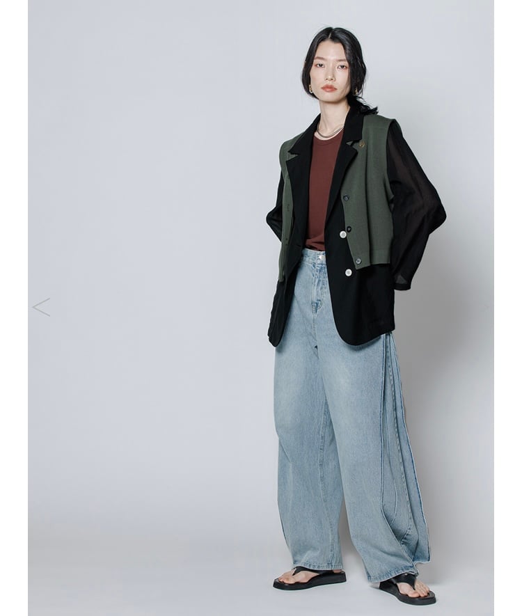 YENN イエン SIDE PLEATED DENIM PANTS Y242-31045 | YENN イエン SIDE PLEATED DENIM PANTS Y242-31045 |