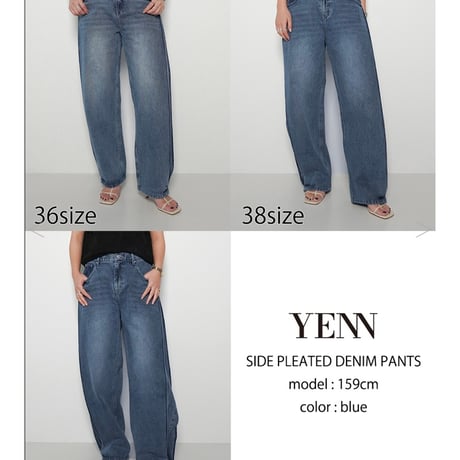 YENN イエン SIDE PLEATED DENIM PANTS Y242-31045