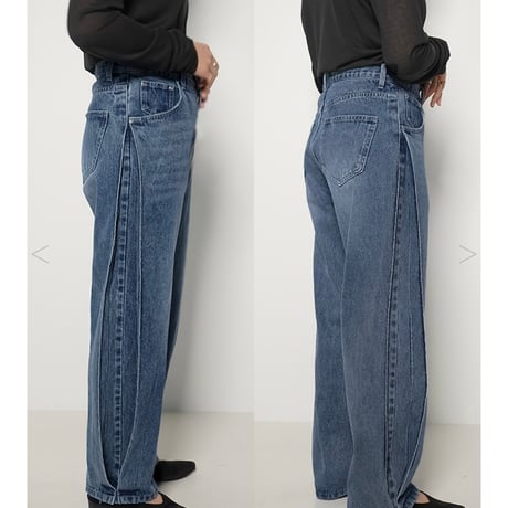 YENN イエン SIDE PLEATED DENIM PANTS/34size Y242-31045-2
