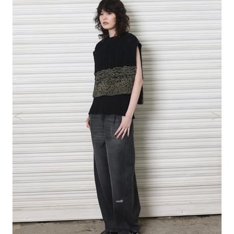 YENN イエン CURVED SEAM DENIM PANTS/GRAY Y243-31082