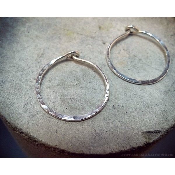 ペア太さ4ｍｍ　ハンドメイド　シルバー925　フープピアス ペア シルバー925製フープピアス 直径約14mm 小さいタイプ | IMERU
