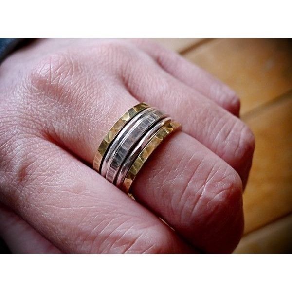 ハンドメイド シルバー925 真鍮 リング 5本セットシルバー925真鍮リング/組合せを変えて楽しめます！①