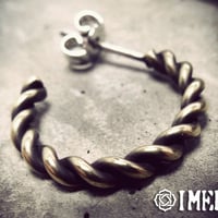いいアンティーク感！真鍮ねじれワイヤーピアス②