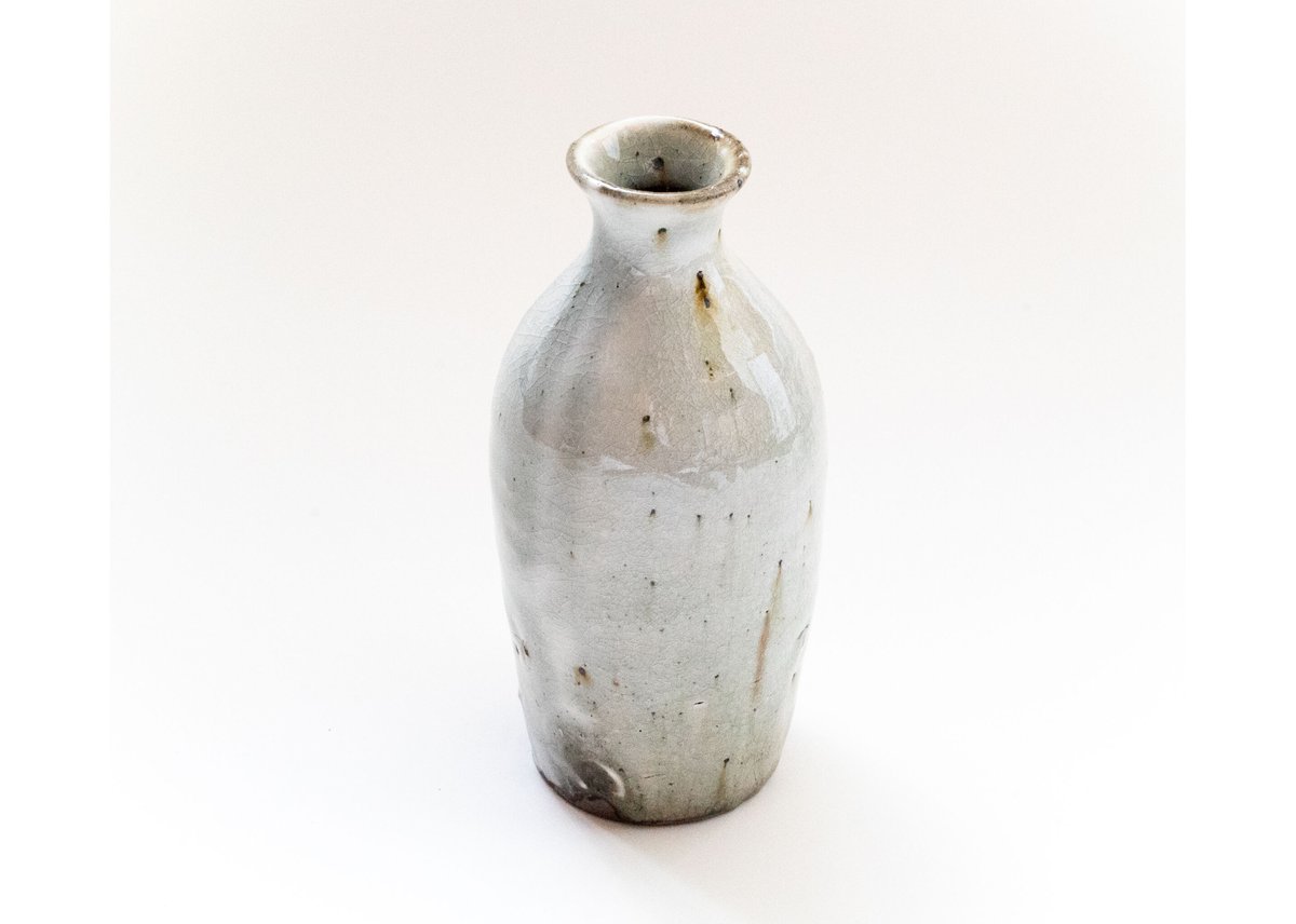 No4101 粉引二口花瓶　MARKUS japan印　木箱付　陶磁器　送料無料 fit=scale-down,w=1200