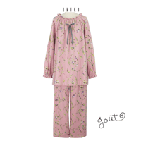 IKUKO【ダブルガーゼ花柄 フリルネックパジャマ】M PI | ランジェリー