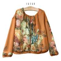 IKUKO【ジョーゼット花柄プリント ジップアップブルゾン】M OR