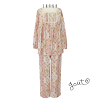 IKUKO【ダブルガーゼ花柄 フリルネックパジャマ】M PI | ランジェリー