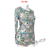 TUNIC【8分袖シャツ 60接結・小花メルヘン】C・グリーン