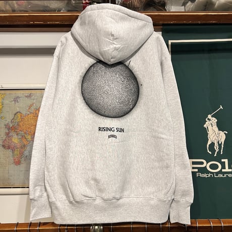 【残り僅か】RUGGED ”RISING SUN" heavy weight sweat hoodie (Ash/12.0oz)