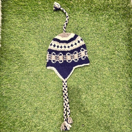 【Web限定】Hand knit ethnic ear flap beanie(made in Nepal)⑨