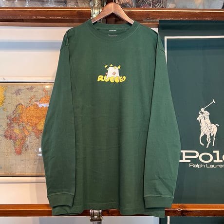 RUGGED × Wendy Sylvain "PULP DISCO” L/S tee (Deep Green/5.6oz)