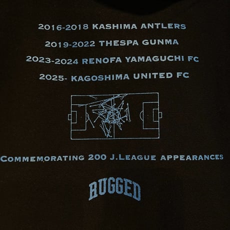 【ラス1 】RUGGED × 田中稔也  "TOSHIYA TANAKA J.LEAGUE 200 matches" heavy-weight sweat hoodie (Black/12.0oz)