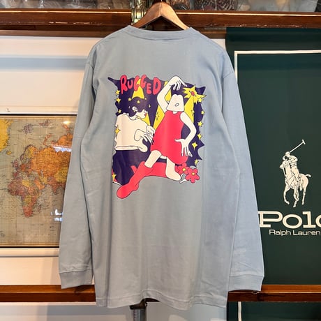 【残り僅か】RUGGED × Wendy Sylvain "PULP DISCO” L/S tee (Acid Blue/5.6oz)