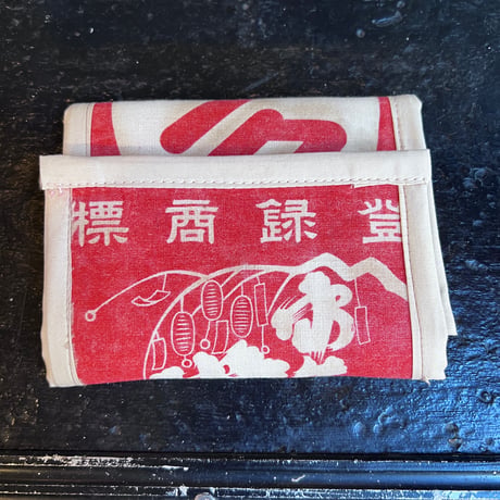 【ラス１】RUGGED®︎ vintage japanese sake Advertisement fabric remake wallet (Red)