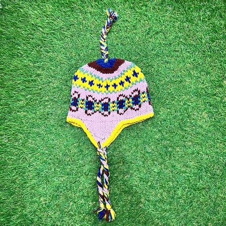 【Web限定】Hand knit ethnic ear flap beanie(made in Nepal)④