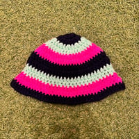 RUGGED O.E.M border crochet hat(Pink/Navy/Green)