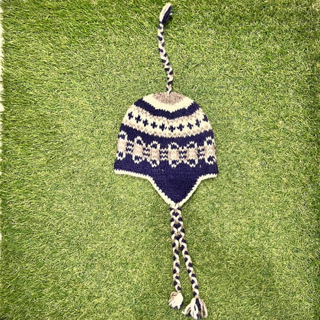 【Web限定】Hand knit ethnic ear flap beanie(made in Nepal)⑨