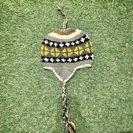 【Web限定】Hand knit ethnic ear flap beanie(made in Nepal)⑦