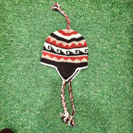 【Web限定】Hand knit ethnic ear flap beanie(made in Nepal)⑩