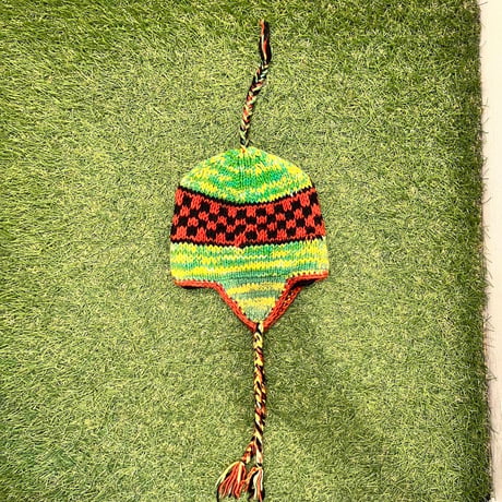 【Web限定】Hand knit ethnic ear flap beanie(made in Nepal)⑤