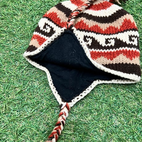 【Web限定】Hand knit ethnic ear flap beanie(made in Nepal)⑩