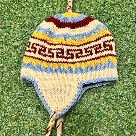 【Web限定】Hand knit ethnic ear flap beanie(made in Nepal)⑧