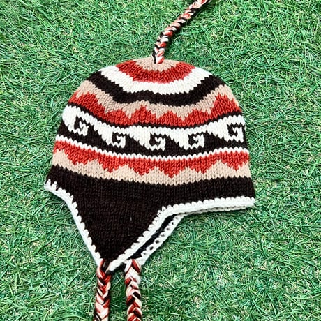 【Web限定】Hand knit ethnic ear flap beanie(made in Nepal)⑩