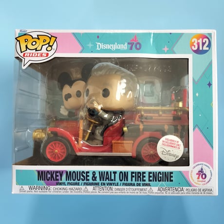 ファンコポップ　ディズニーランド70周年 ミッキーマウス＆ウォルトディズニーon消防車　Funko Pop!Ride: Mickey & Walt Disney on Fire Engine
