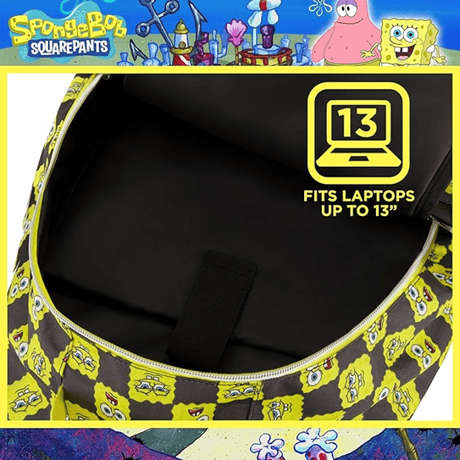 『スポンジボブ』　チェック柄 ビッグフェイス バックパック  SpongeBob SquarePants Checkered Big Face Backpack