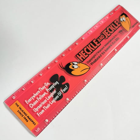 1990年代デッドストック ヘッケルとジャッケル（Heckle and Jeckle）のプラスチック製 定規
