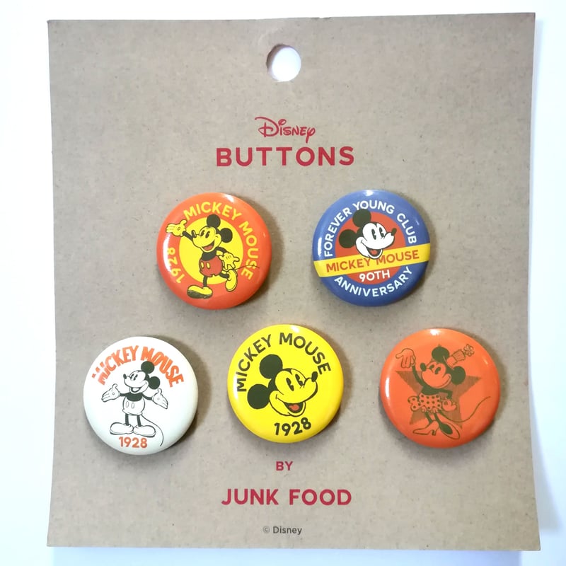 JunkFood ミッキーマウス 缶バッジ 5個セット | アメリカントイ 