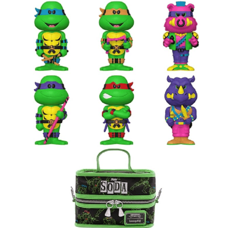 2021年 ファンコ ビニール・ソーダ「ミュータント・タートルズ」ブラックライト 6体セット　ランチバッグ付　Funko Vinyl SODA　TMNT　6-Pack with Cooler Bag