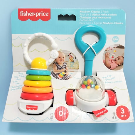 フィッシャープライス　ゆらりんタワー＆コーンポッパー　ラトル（ガラガラ）セット　Fisher Price　Rock-a-Stack & Corn Popper