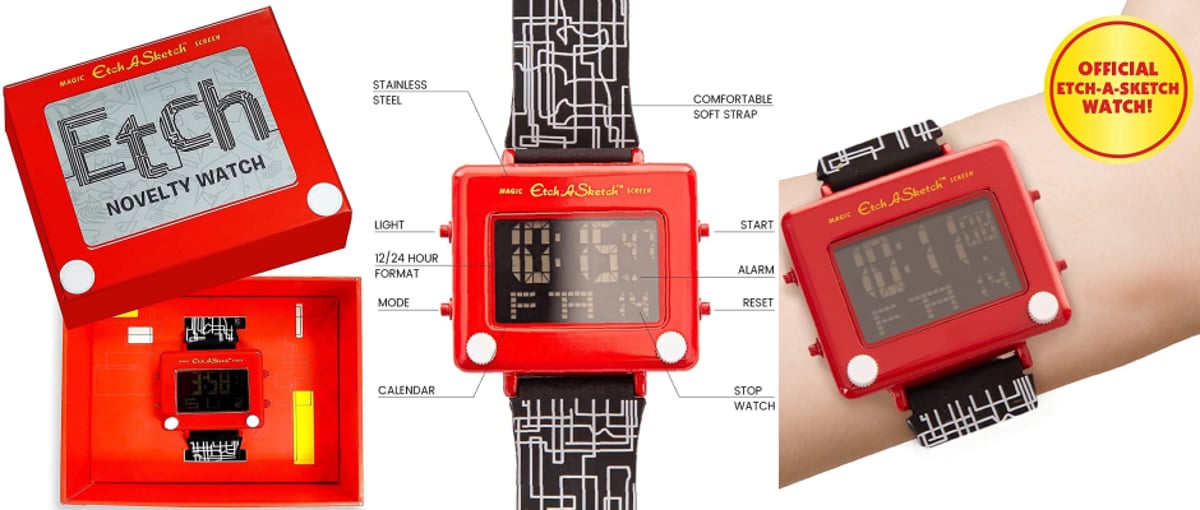 【箱付き・未使用品】Etch A Sketch デジタルウォッチ トイストーリーでお馴染みお絵かきトイ「エッチアスケッチ」が腕時計に