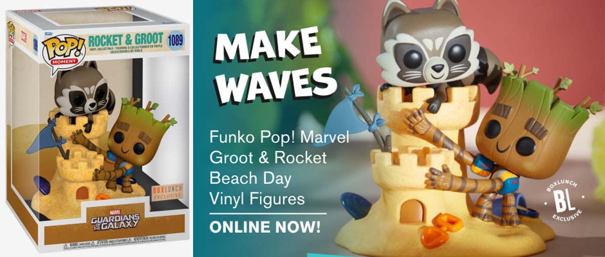 ガーディアンズオブギャラクシー』グルートと ロケットがビーチで遊ぶ