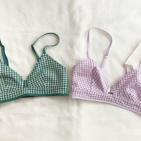 Checked  Seersucker  bra