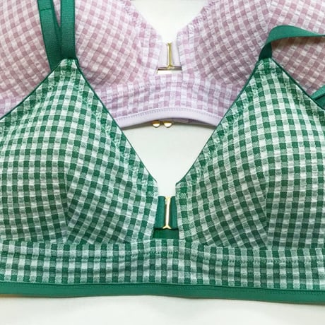 Checked  Seersucker  bra