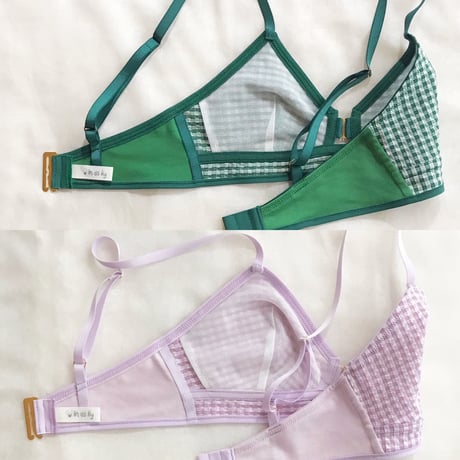 Checked  Seersucker  bra