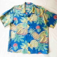SUN SURF サンサーフ ALOHA SHIRT アロハシャツ “TROPICAL FRUITS” トロピカルフルーツ ss39415 125.ブルー
