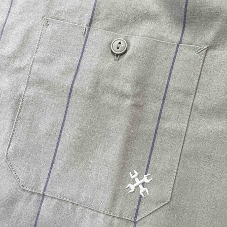 BLUCO ブルコ GARAGE STRIPE WORK SHIRT ストライプワークシャツ 153-21-118 グレイ