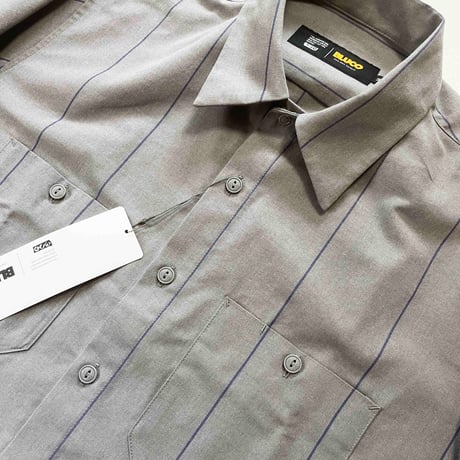 BLUCO ブルコ GARAGE STRIPE WORK SHIRT ストライプワークシャツ 153-21-118 グレイ