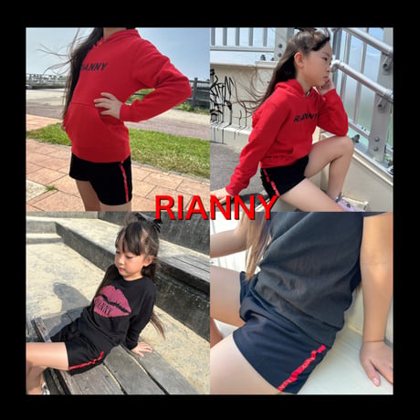 ロゴ入りラインホットパンツ