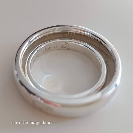 silver925　シロクマ好きさんのペアリング　しろくま刻印マリッジリング　結婚指輪　結婚記念日【受注生産】